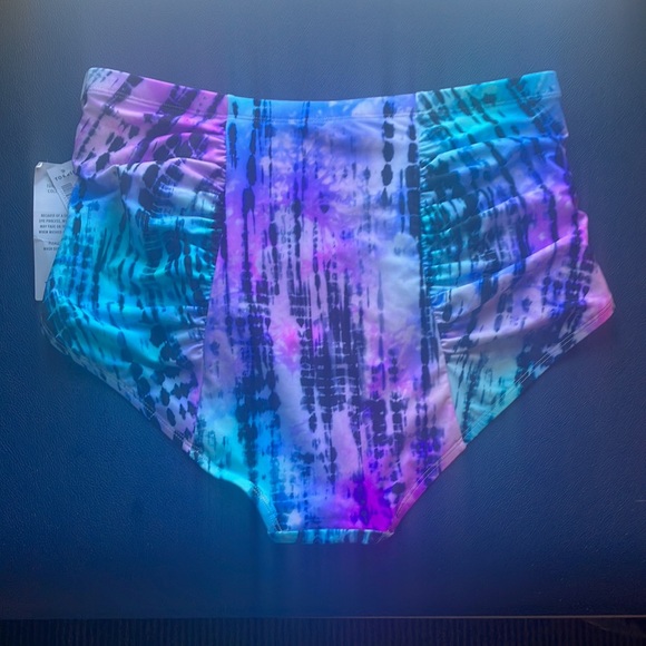 🆕Torrid Blue & Purple Tie-Dye High Waist Ruched Swim Bottom 1X NWT - Picture 9 of 12